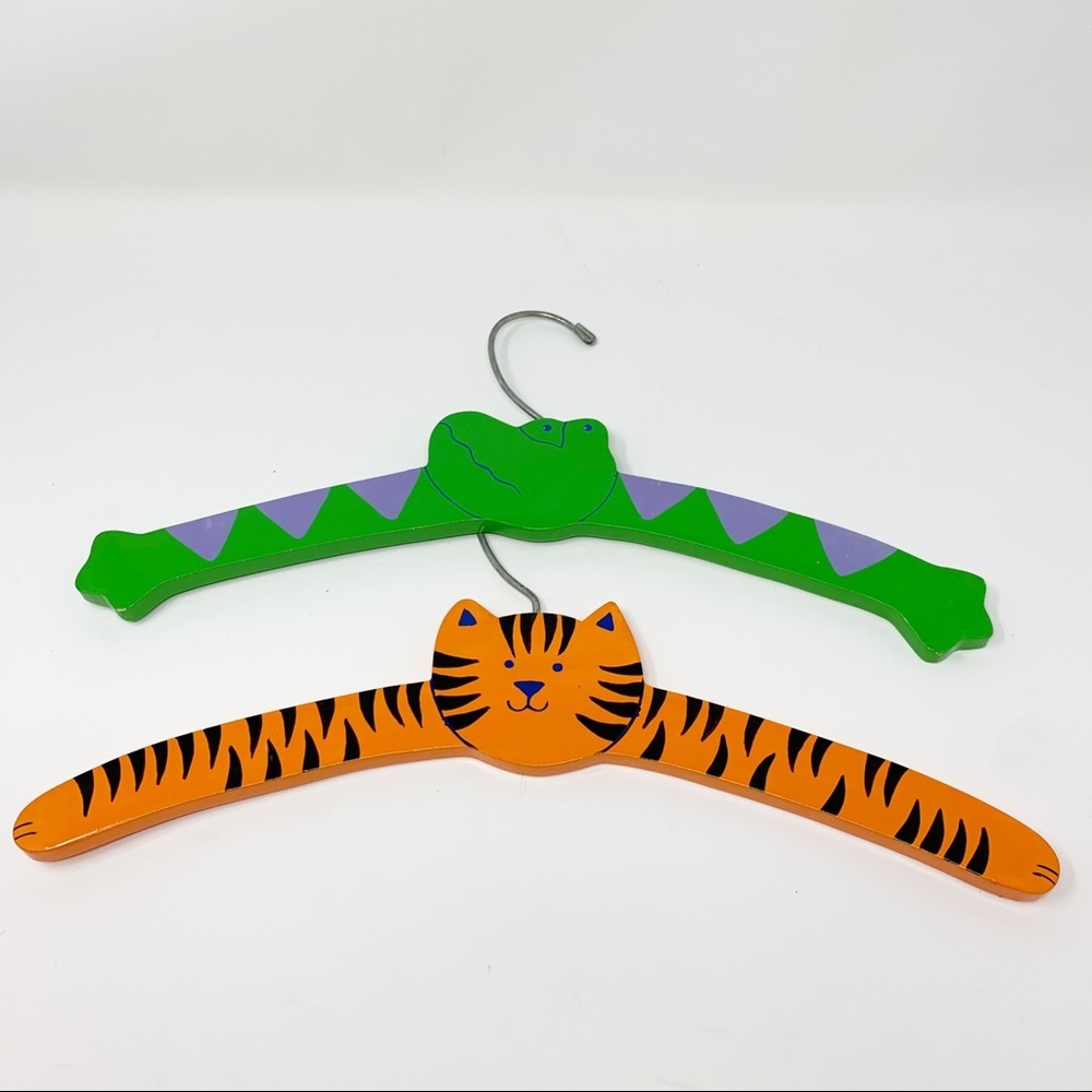 HANDPAINTED Animal Wooden Hangers Tiger Crocodile